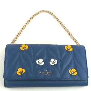 Kate Spade Milou Briar Lane Leather Applique Consellblu Wallet With Chain NWT